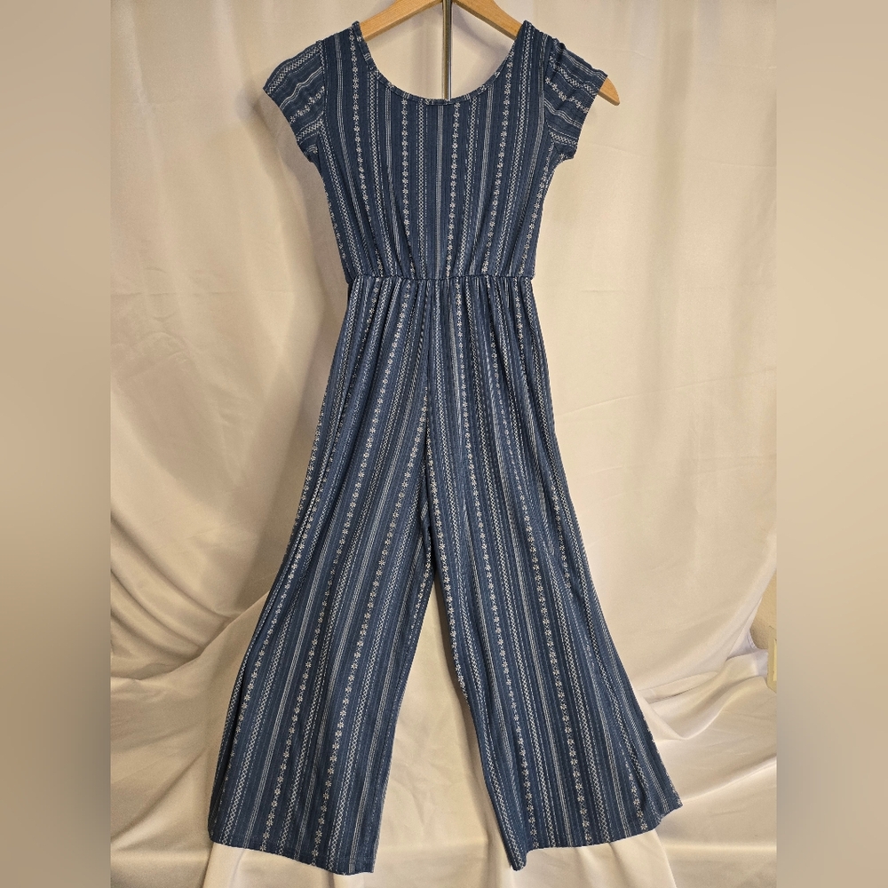 Jenna & Jessie Girls Blue Striped Capri Romper Size 8 – - Picture 7 of 7